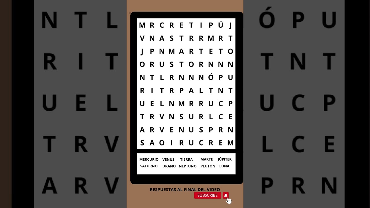 sopa de letras del sistema solar