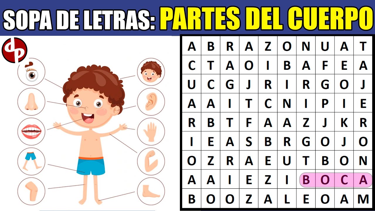 sopa de letras partes del cuerpo