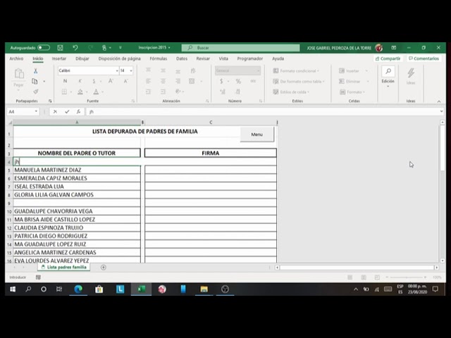 lista de asistencia padres de familia
