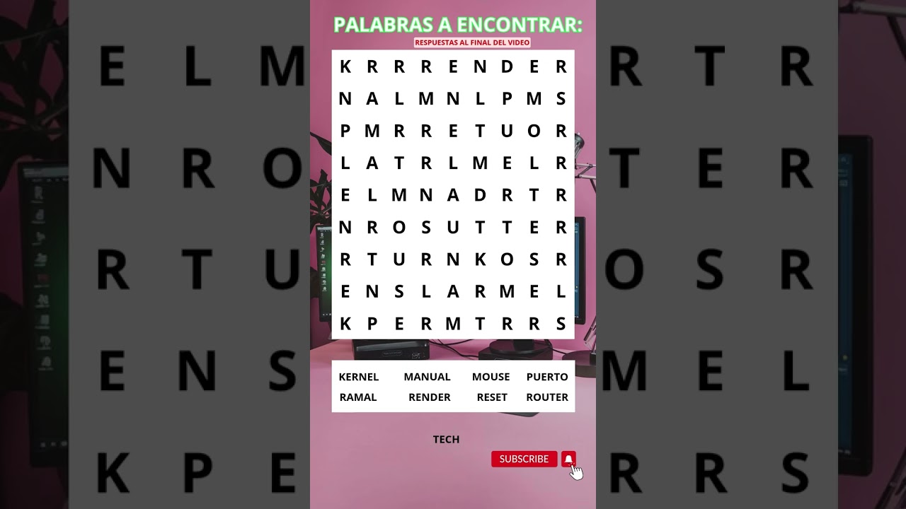 sopa de letras con palabras de informatica