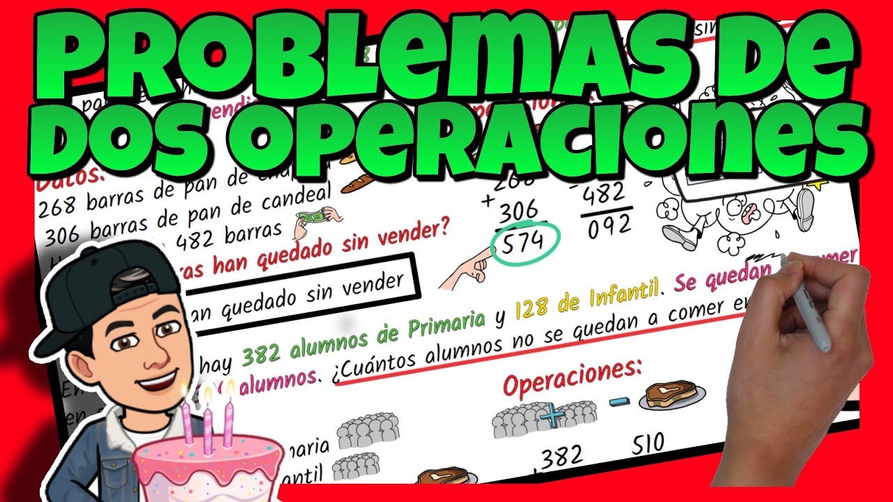 problemas de dos operaciones 2 primaria
