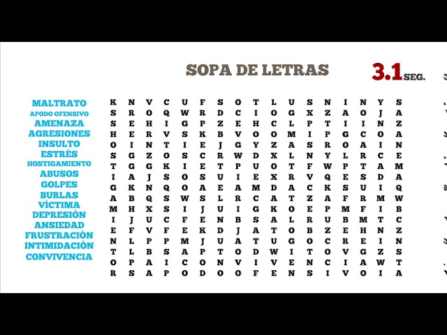 sopa de letras sobre la convivencia